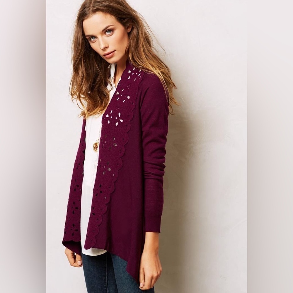 Anthropologie Sleeping on Snow Purple ‘Cora’ Cardigan